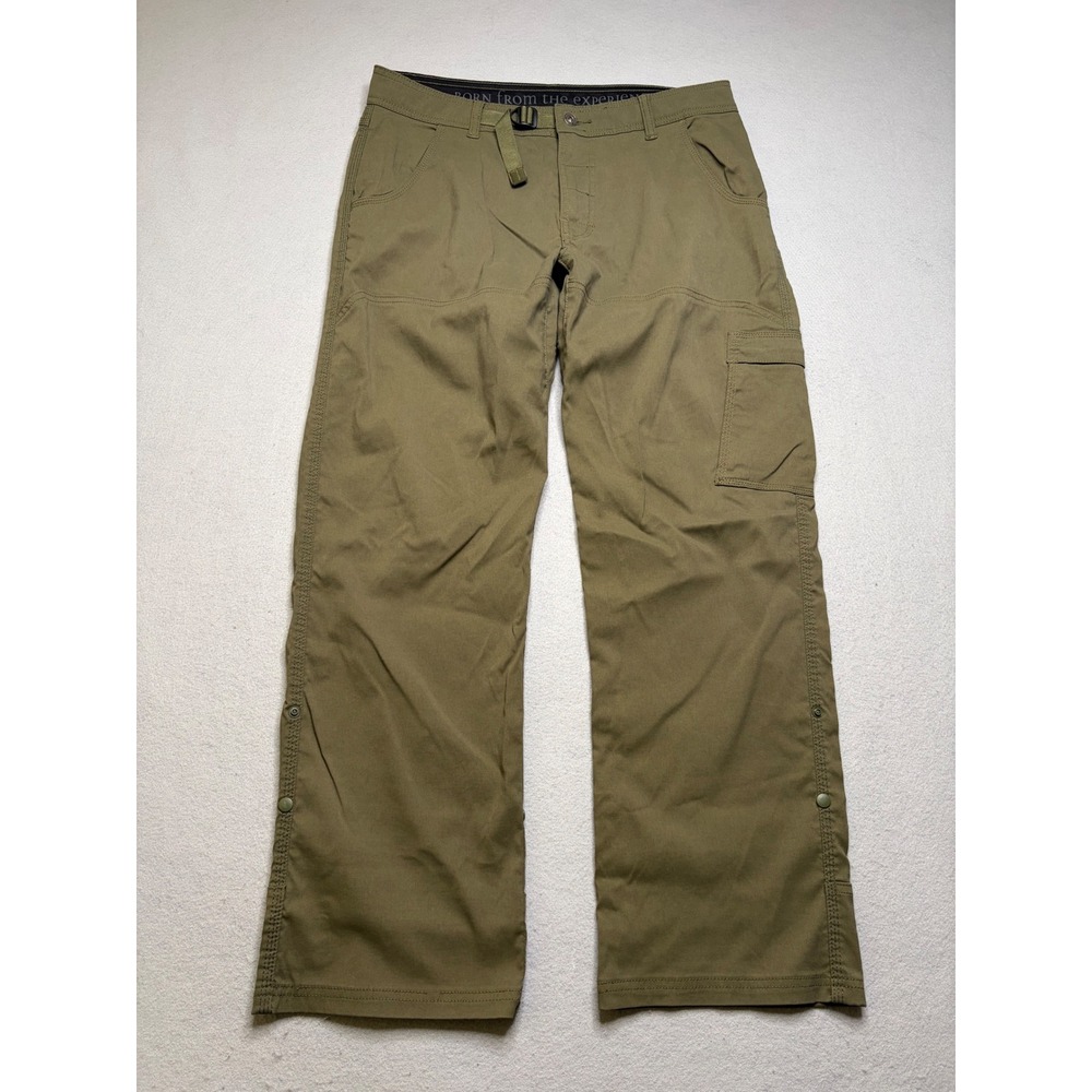 Prana Pants Mens Medium Green Zion Hiking Cargo Integrated Belt Stretch